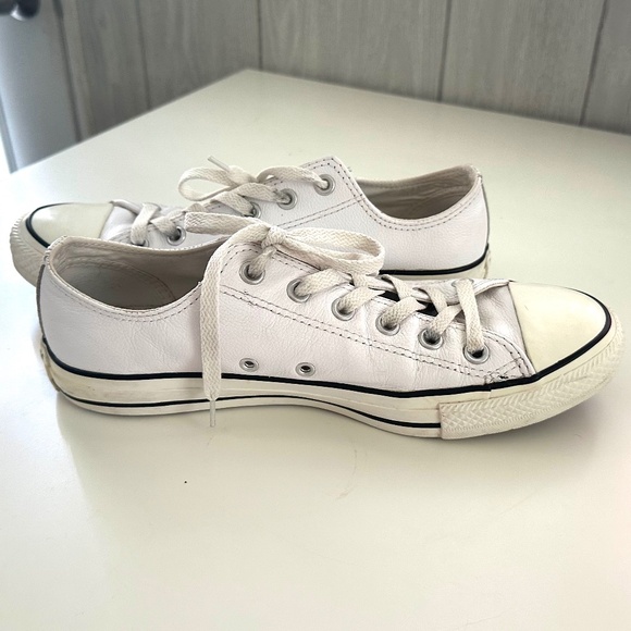 Converse Chick Taylor All Star White Leather Sneakers Size 8 - Picture 11 of 15